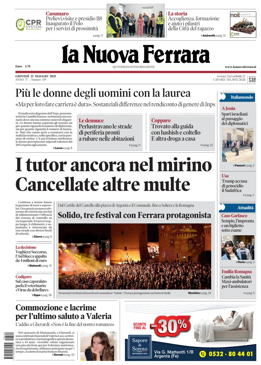 Prima-pagina-nuova ferrara-oggi-edizione-del-2025-05-22